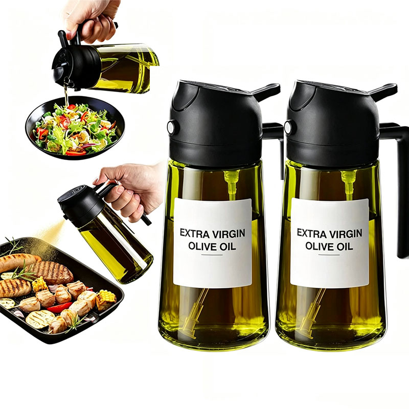 Kitchen Gadgets Green - オリーブオイルディスペンサー キッチン用品用プラスチックボトル エアフライヤーアクセサリー オリーブオイルスプレーヤー 調理用遮光ダークグリーン