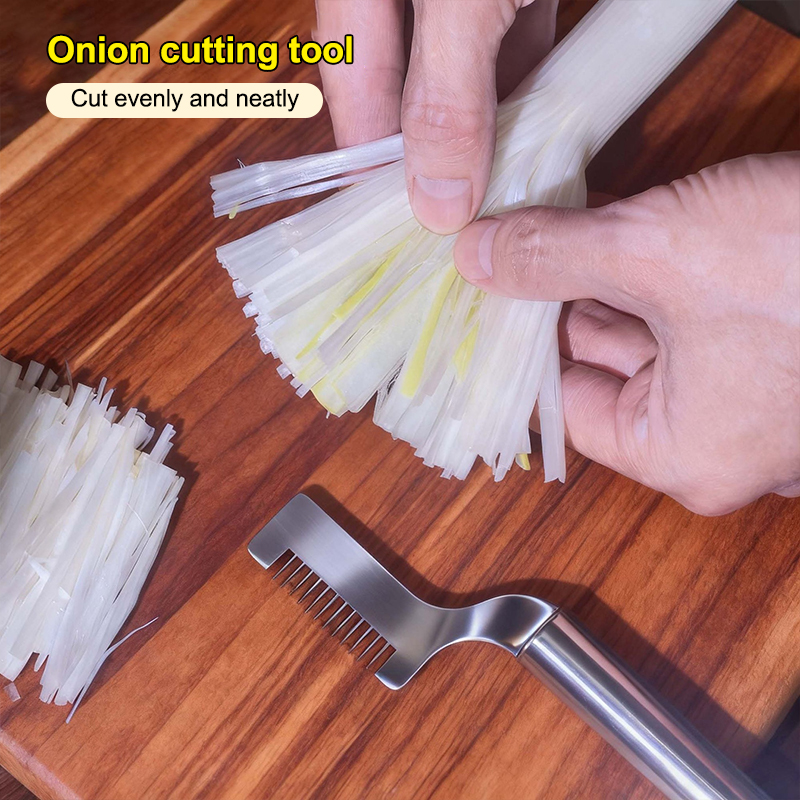 Kitchen Gadgets Essential - 革新的なステンレス製ネギカッター、グリーンオニオンシュレッダー、キッチン野菜スライサー、家庭用必須キッチンツール