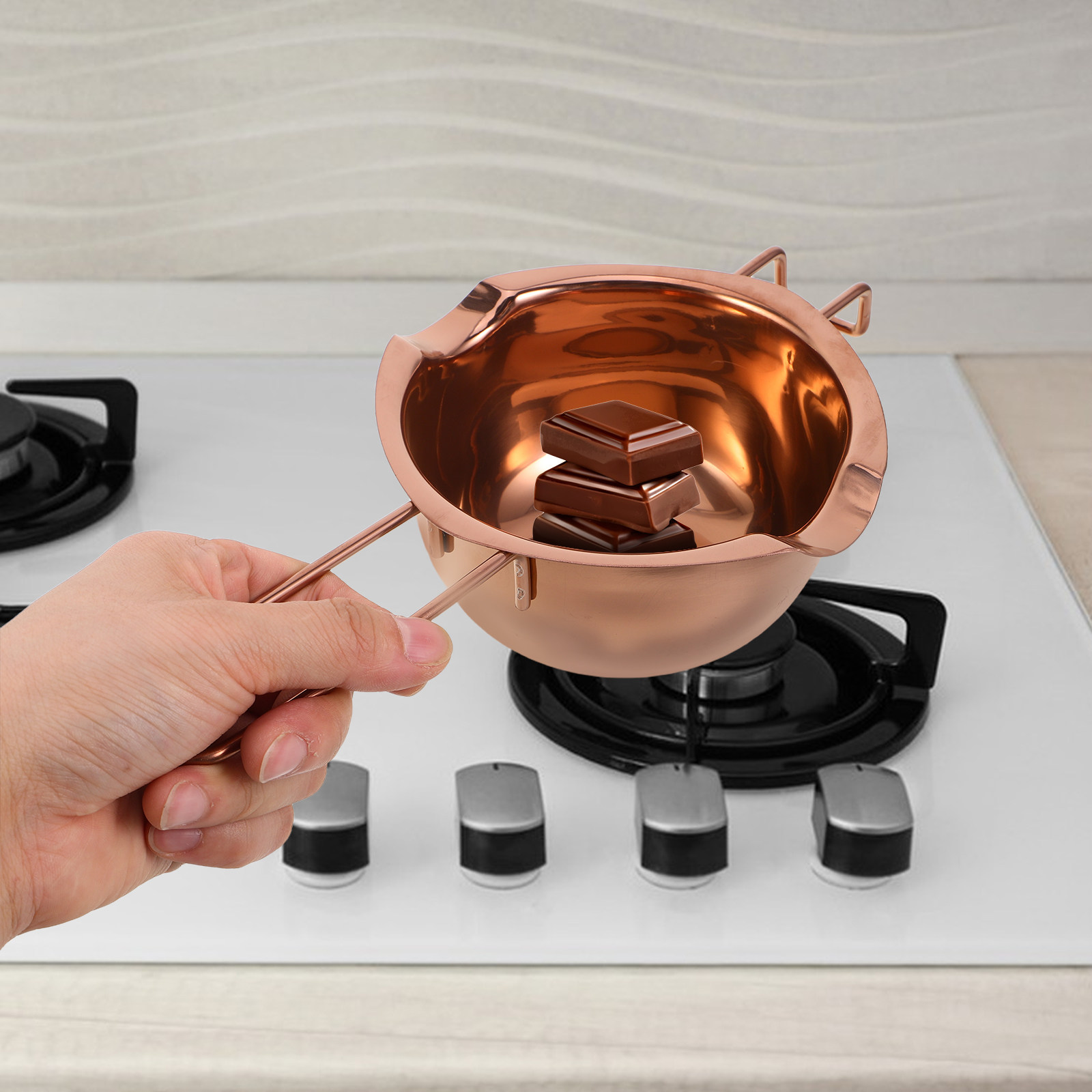 Kitchen Gadgets Essential - ステンレス製溶かしボウル 400ml チーズ、バター、チョコレート、デザートの溶かしに最適。均一に加熱できる、お菓子作りに欠かせないキッチン用品。