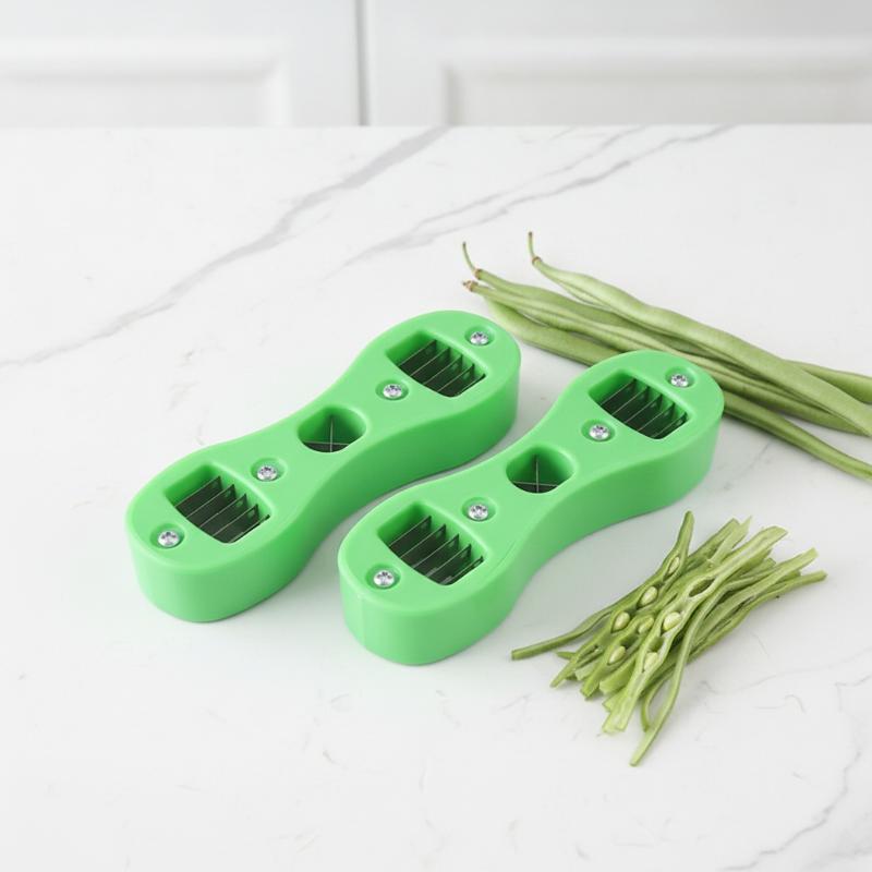 Kitchen Gadgets Green - プラスチック製グリーンビーンスライサー 10.5cm x 3.4cm 多機能キッチン野菜カッティングガジェット フードプレップアクセサリー