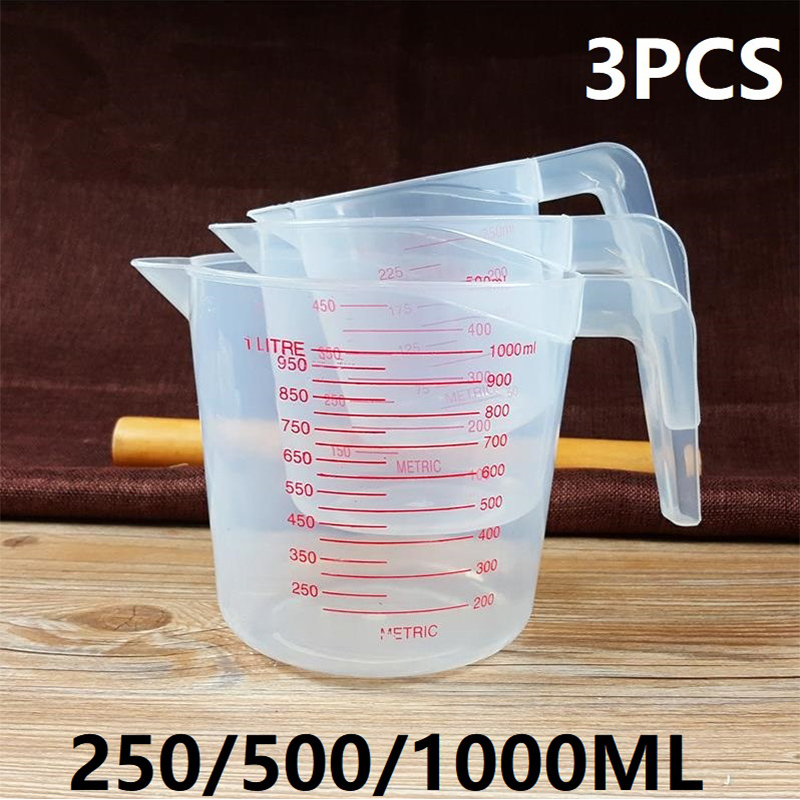 Kitchen Gadgets Under 500 - 3 個 250/500/1000 ミリリットル測定計量カッププラスチック水差しデジタルカップキッチンツールスケールベーキングツールタイマーアクセサリー FK037
