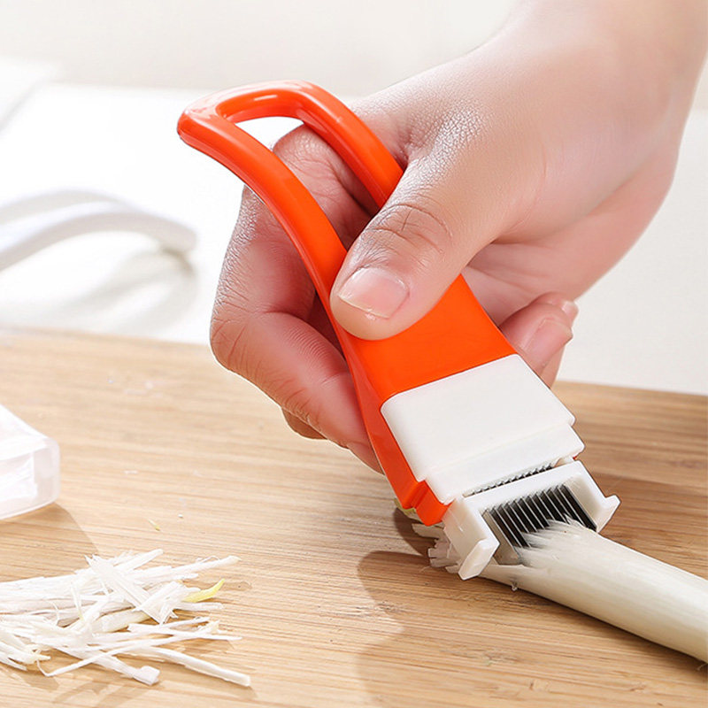 Kitchen Gadgets Green - ネギシュレッダーナイフ、多機能ネギスライサー、家庭用キッチンカッティングツール、ポータブルネギカッターガジェット