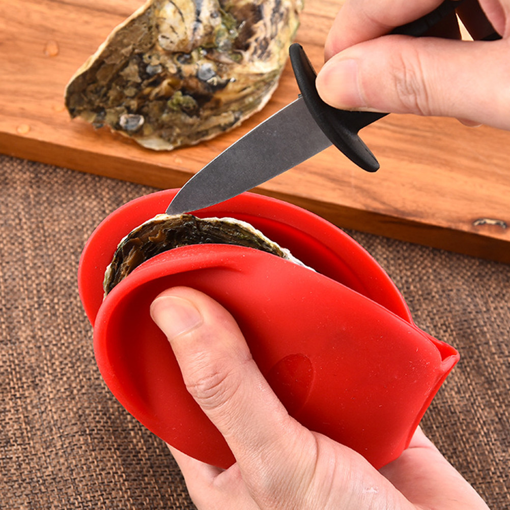 Kitchen Gadgets Essential - 高品質な食品グレードのシリコン製カキオープナー2個セット。人間工学に基づいた設計で、手を保護するクリップ付き。キッチンで欠かせない便利グッズ。