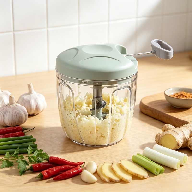 Kitchen Gadgets Under 500 - 500/900ML 手動回転式ガーリックチョッパー、手動式ミートミンサー、野菜・玉ねぎカッター・クラッシャー、キッチンアクセサリー