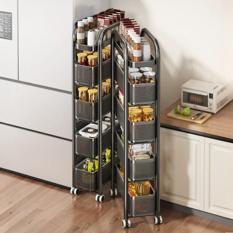 Kitchen Gadgets Essential - コーナー用調理器具ラック、回転式、スパイス、金属製、フルーツ、必需品、収納、小物、ソーダ缶、キッチンスパイスラック、キッチン用品