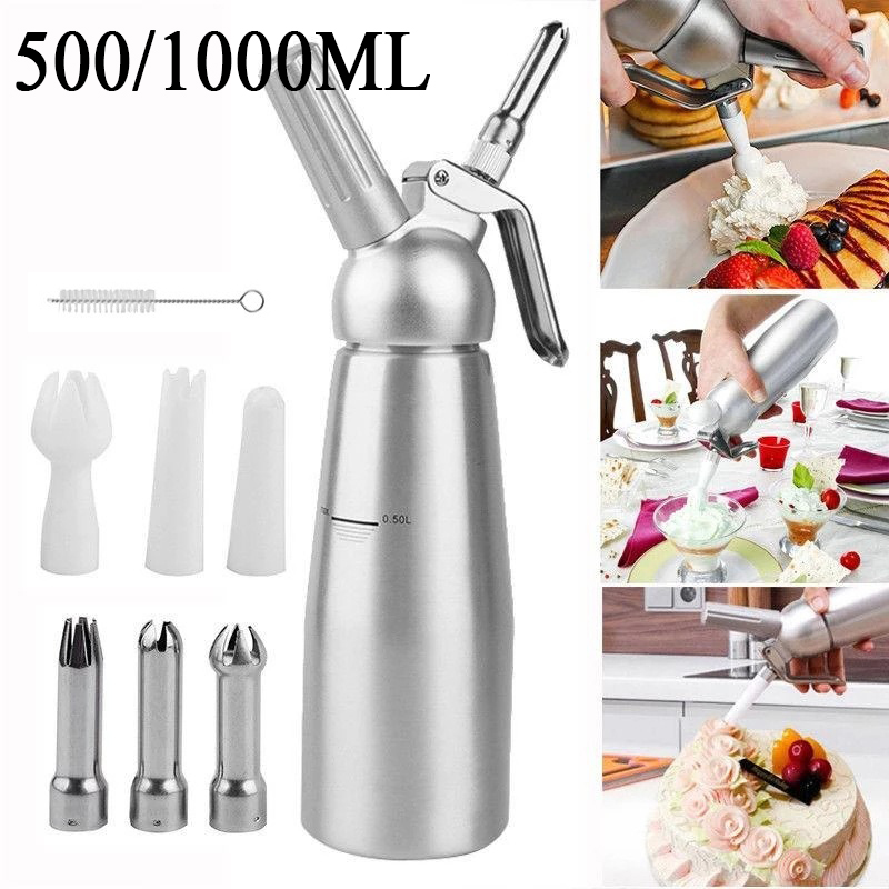 Kitchen Gadgets Under 500 - 500/1000 ミリリットルクリームフォームガンケーキ配管ガンサイフォンスクイズボトルデザートツールスクイズボトルデザートツールキッチンアクセサリー