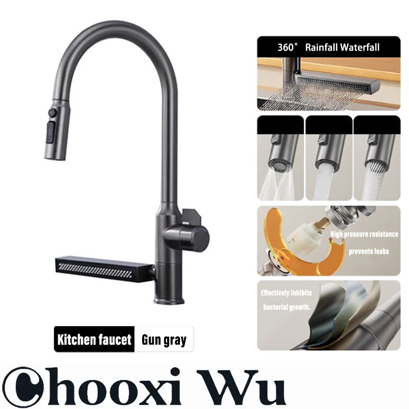 Kitchen Gadgets Blender - 304ステンレス製キッチン水栓、滝状シンクカウンター設置用、温冷混合水栓、360度回転 ° キッチン用回転装置