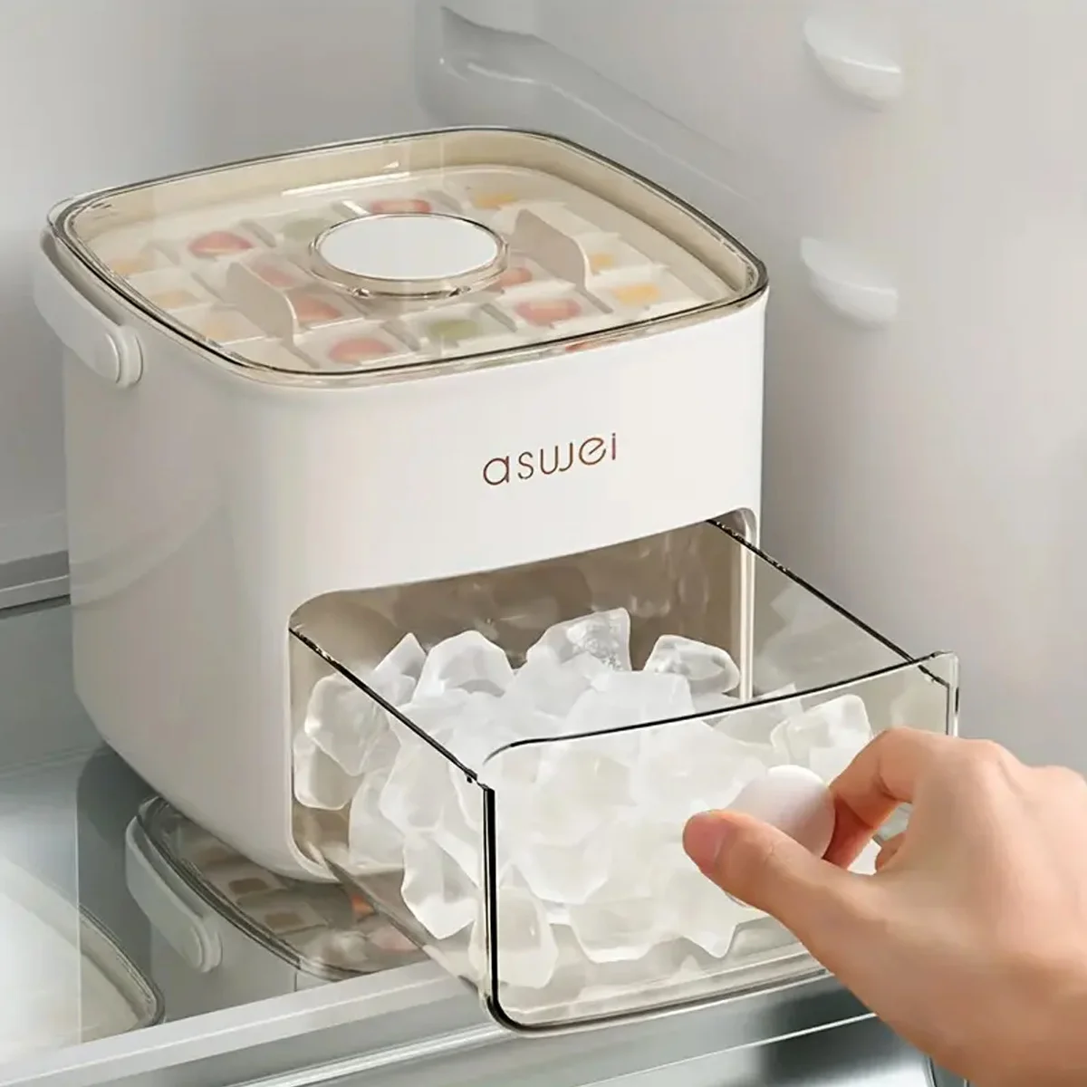 Kitchen Gadgets Essential - イージープレス蓋付き 48 キューブ製氷機 - 二重層、DIY 冷凍おやつ