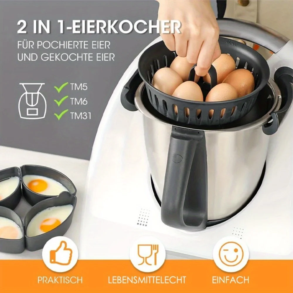 1pc ツーインワン卵ホルダー Thermomix TM5  - Silicone Steamer Basket のレビューと価格