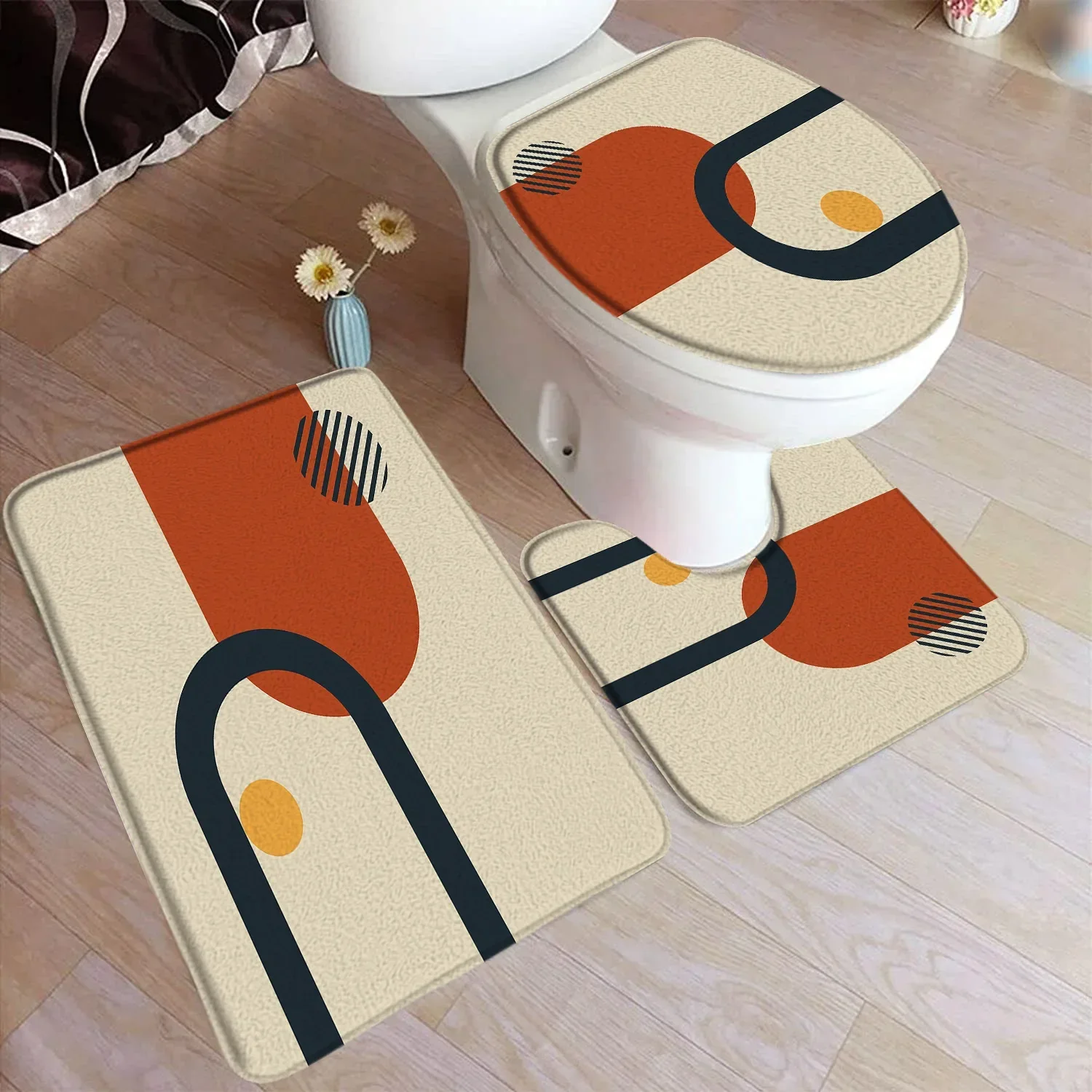 VIKAMA フランネルバスマットセット ブラックライン グ - Kitchen Gadgets Green のレビューと価格