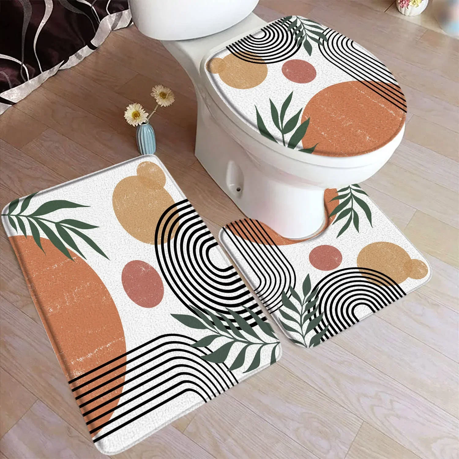 VIKAMA フランネルバスマットセット ブラックライン グ - Kitchen Gadgets Green のレビューと価格