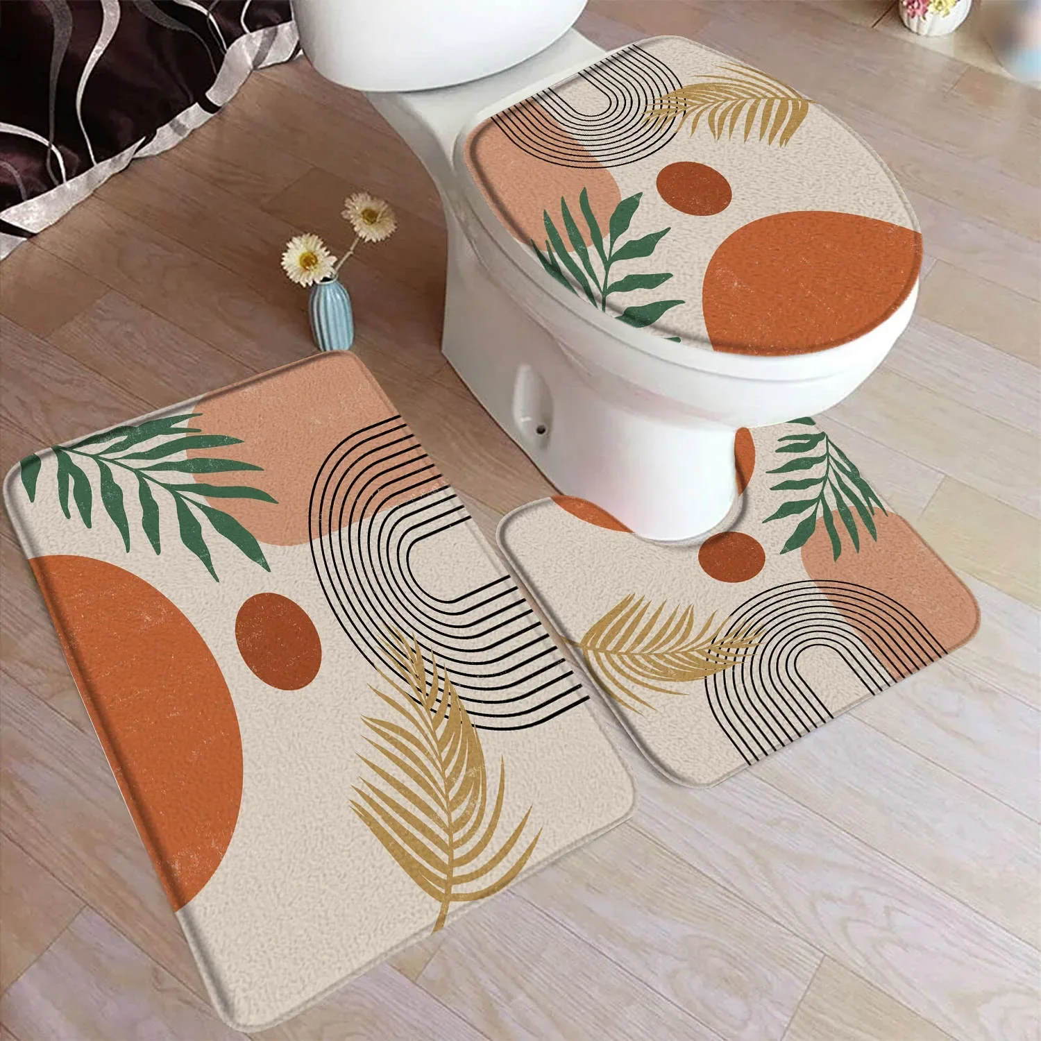 VIKAMA フランネルバスマットセット ブラックライン グ - Kitchen Gadgets Green のレビューと価格