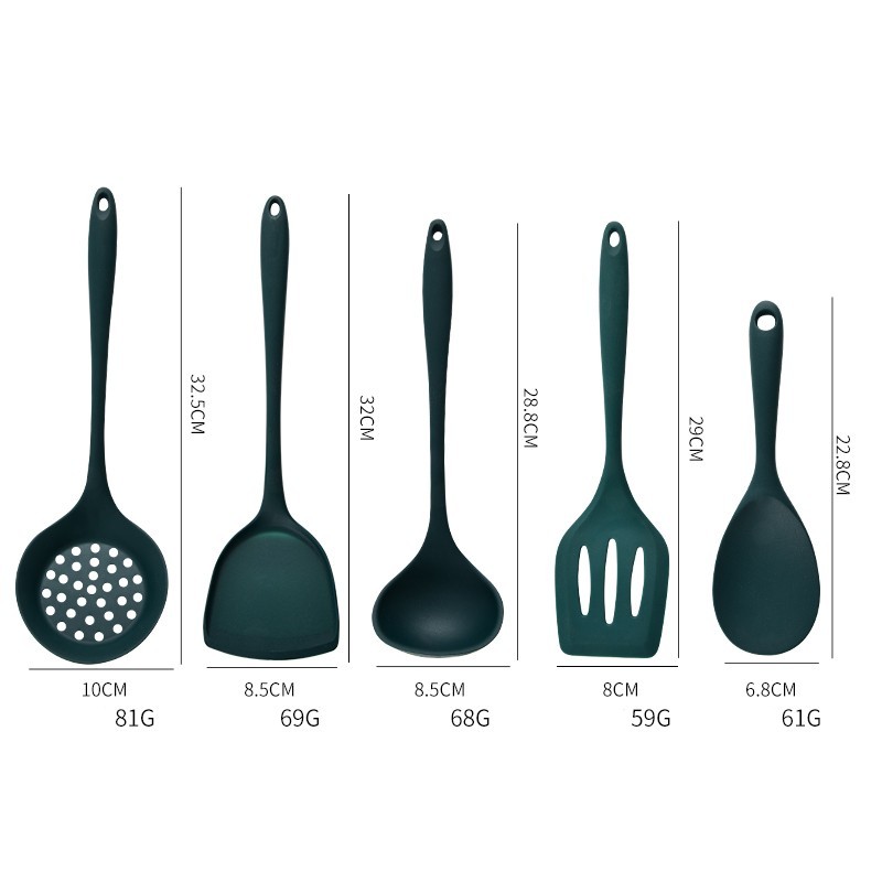 5 個の食品グレードのシリコーンキッチン用品セット耐熱性ノン - Kitchen Gadgets Green のレビューと価格