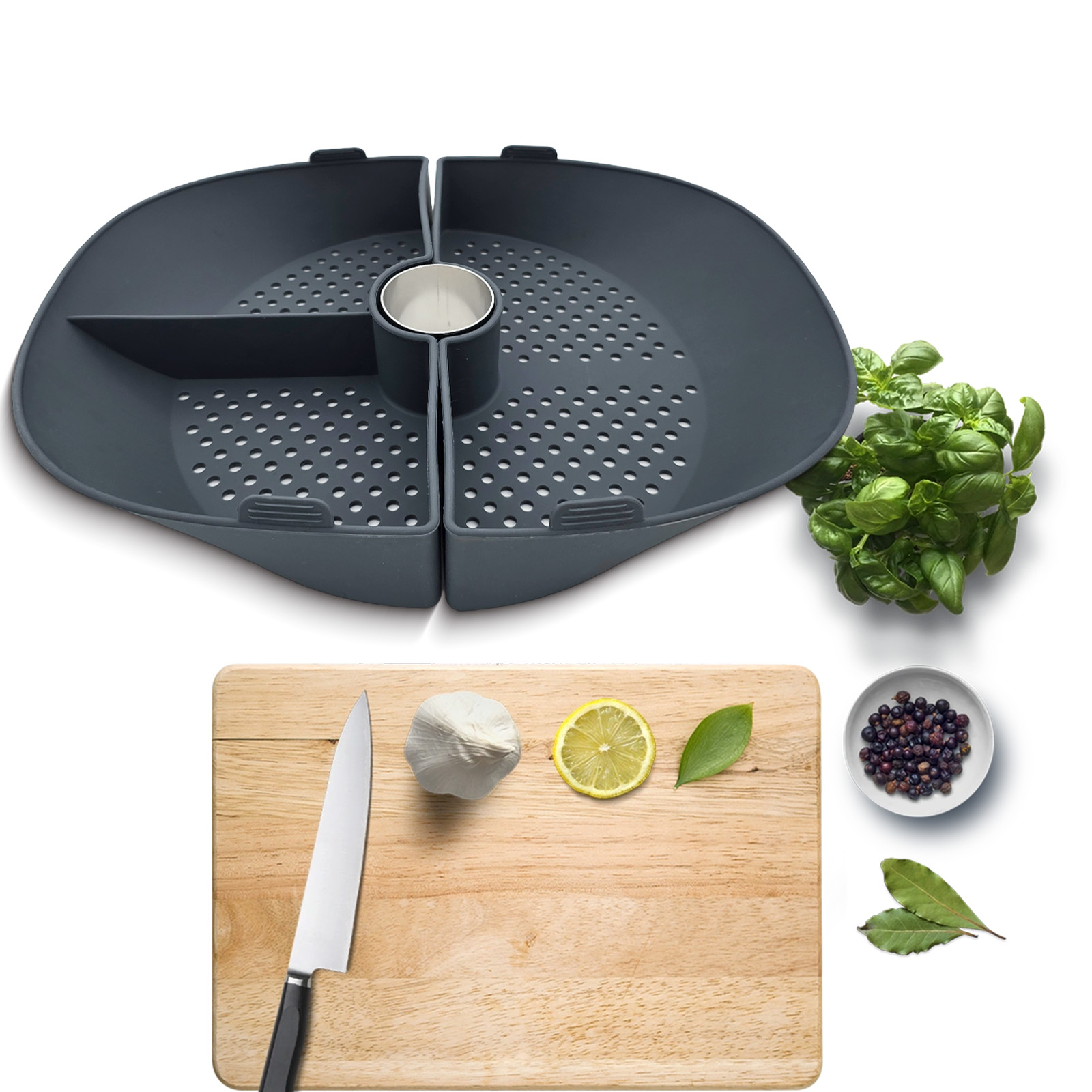 シリコン製蒸し器バスケットディバイダー、モンシュール・クイジ - Silicone Steamer Basket のレビューと価格
