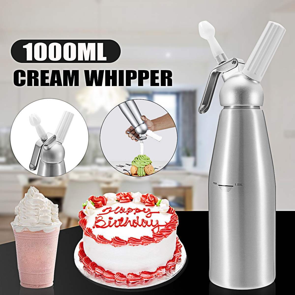 500/1000 ミリリットルクリームフォームガンケーキ配管 - Kitchen Gadgets Under 500 のレビューと価格