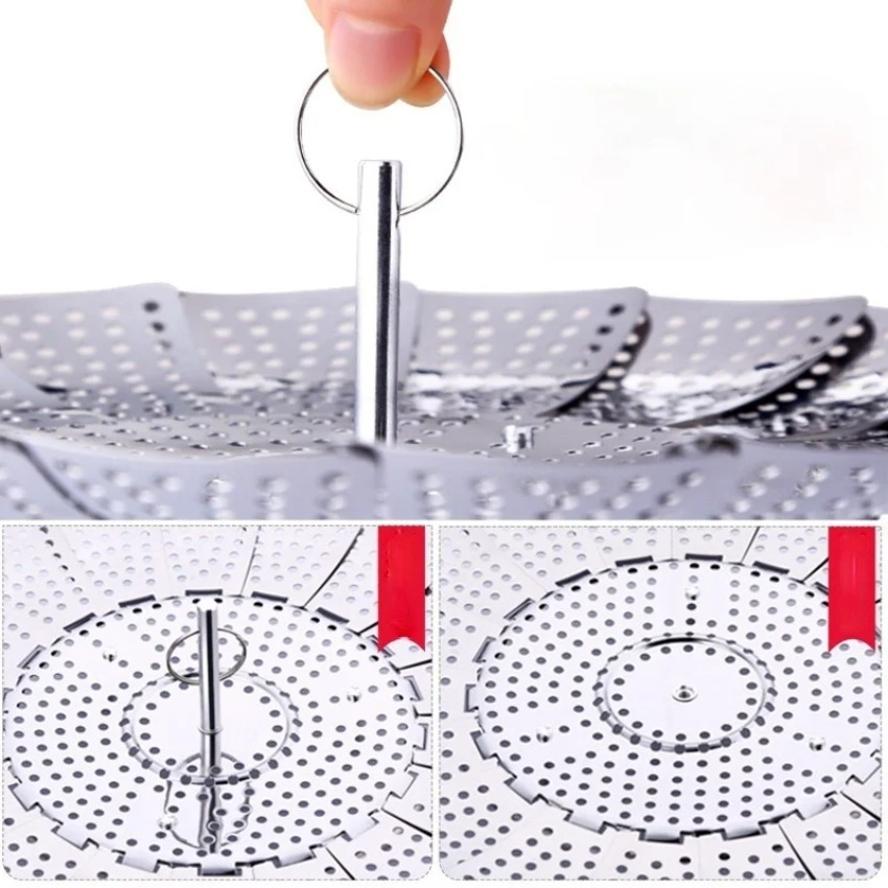 新しい 1 個キッチンステンレス鋼蒸し器折りたたみ伸縮パンフ - Silicone Steamer Basket のレビューと価格