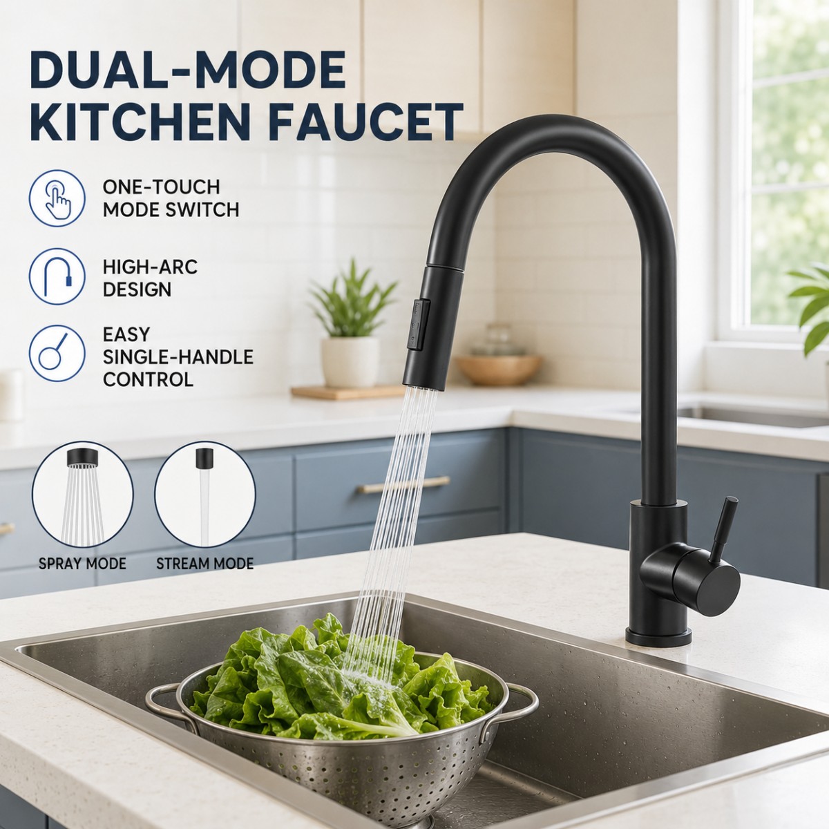 黒色のキッチン蛇口、2機能シングルハンドル、引き出し式混合栓 - Kitchen Gadgets Blender のレビューと価格