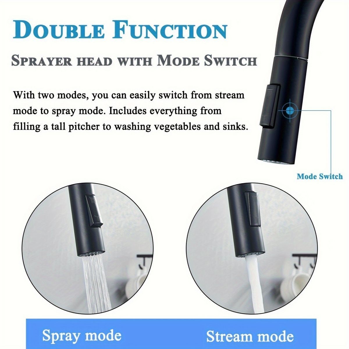 黒色のキッチン蛇口、2機能シングルハンドル、引き出し式混合栓 - Kitchen Gadgets Blender のレビューと価格