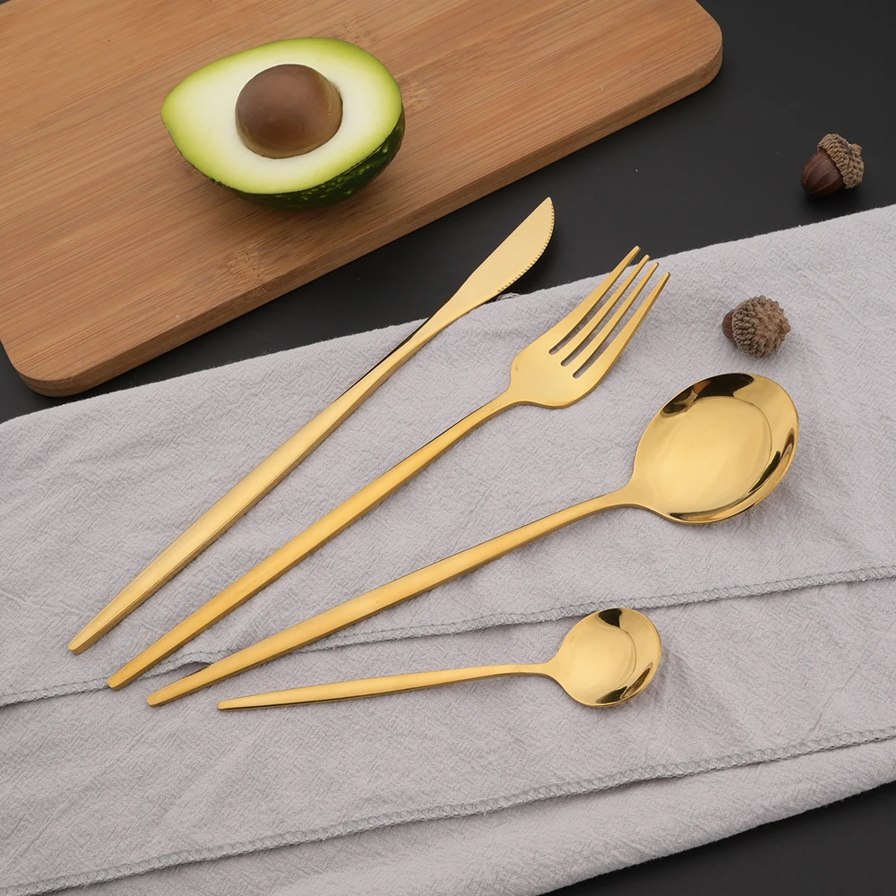 16 個グリーンゴールド食器ステンレス鋼カトラリーセットナイ - Kitchen Gadgets Green のレビューと価格